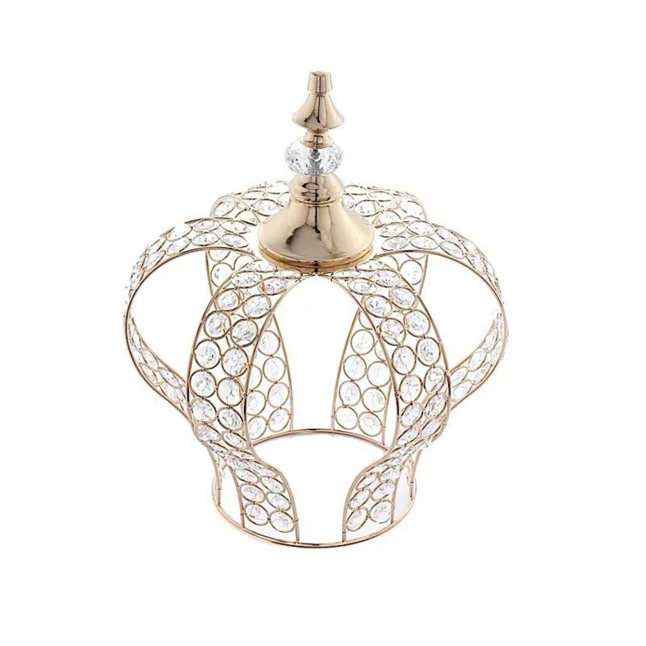 GOLD 14" tall Metal Crystal Beaded Royal Crown Cake Topper Cupcake